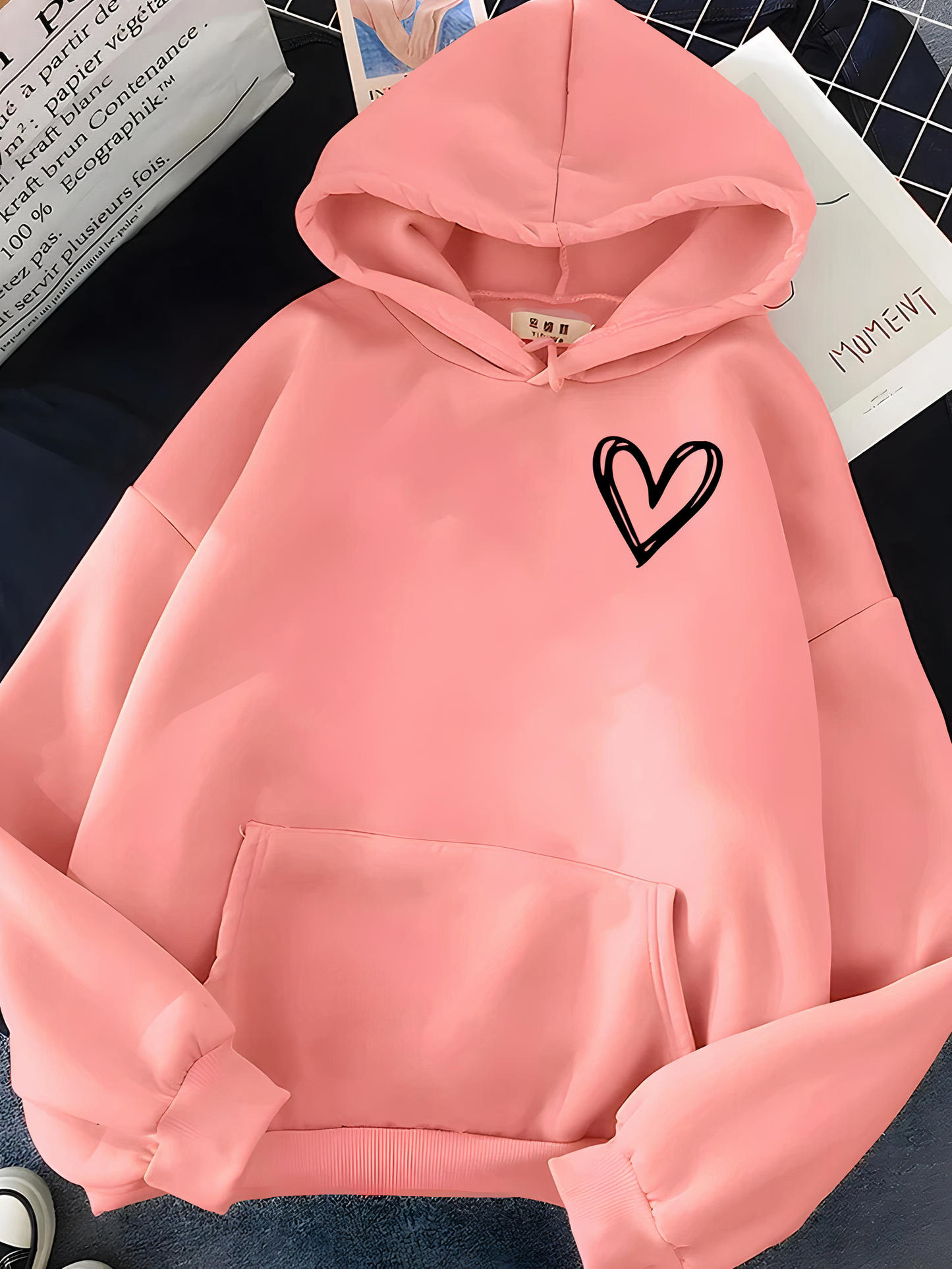 Women's Hoodie, Hooded Hoodie | Heart Print - Trendy - Perfect for Everyday Use