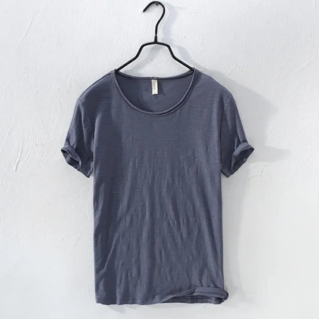 Retro Raw Edge T-shirt - Slim-Fit Casual - 100 % bomuld - Perfekt til enhver afslappet lejlighed