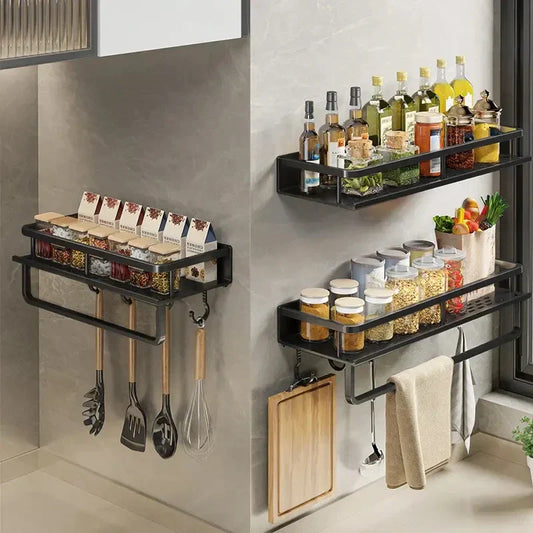 Black Kitchen Rack | Easy to mount on the wall