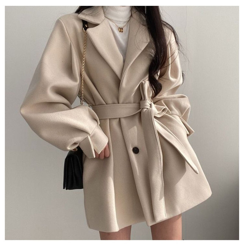 Wool Trench Coat | Beige - Stylish and Comfortable