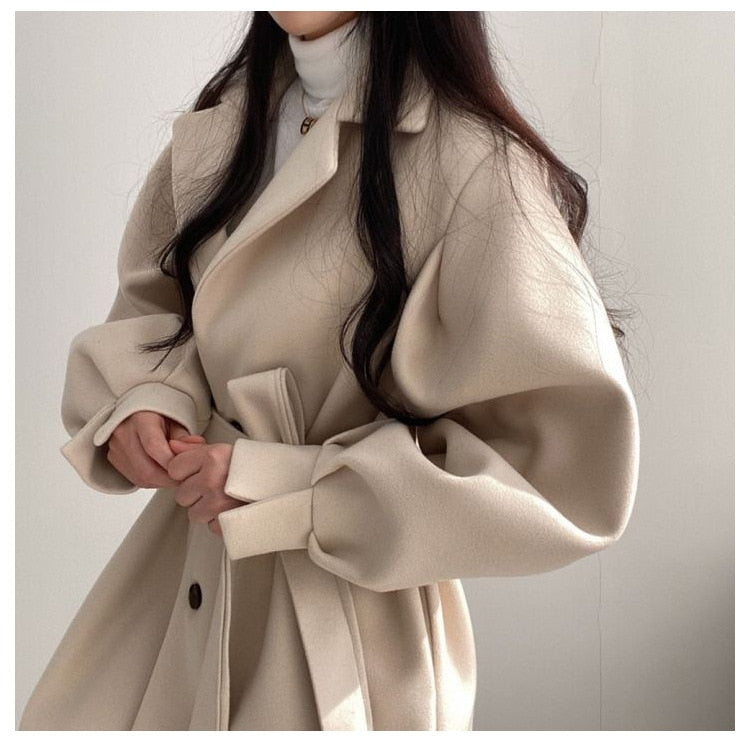 Wool Trench Coat | Beige - Stylish and Comfortable