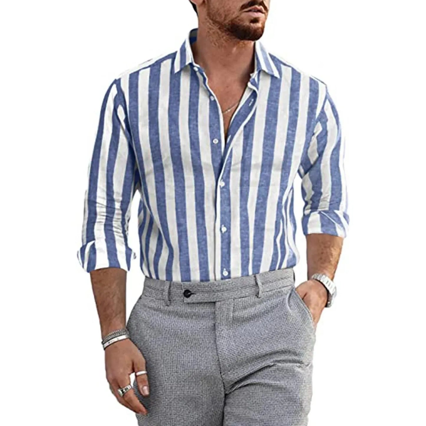 Blouse Men | Stylish - Airy - Beach - Stripes - Wrinkle-free