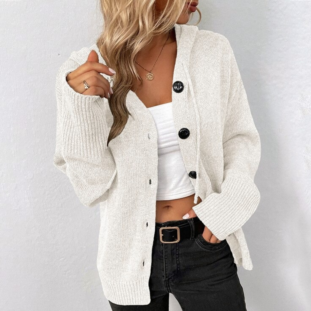 Knitted Hooded Cardigan Women - Regular Fit - Belle Couture - FP 06 - Essential Elegance