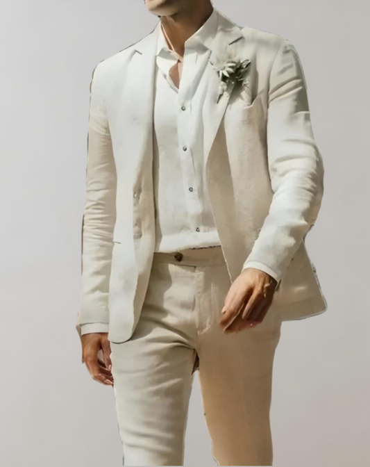 2-piece set of a jacket with lapel and formal trousers with pockets