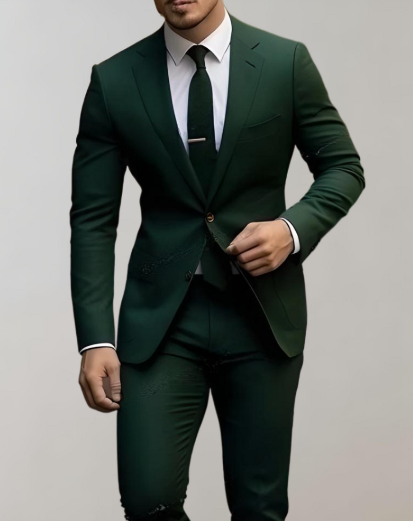 2 Piece Set of Men's Suit with Single Collar and Formal Trousers with Pockets