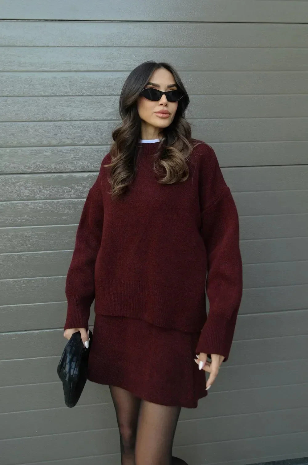 Elegant Skirt and Sweater Set Women - Regular Fit - Sophisticated Look - Essential Elegance