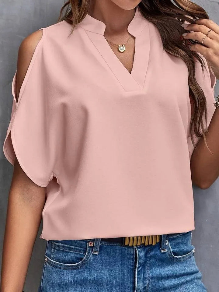 Blouse - Plain With Notches - High Quality Materials - Perfect For Any Occasion