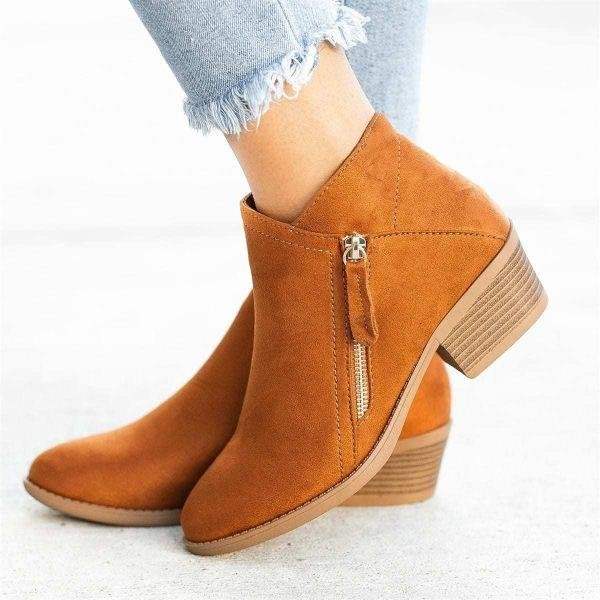 Stylish Women's Ankle Boots with Zipper