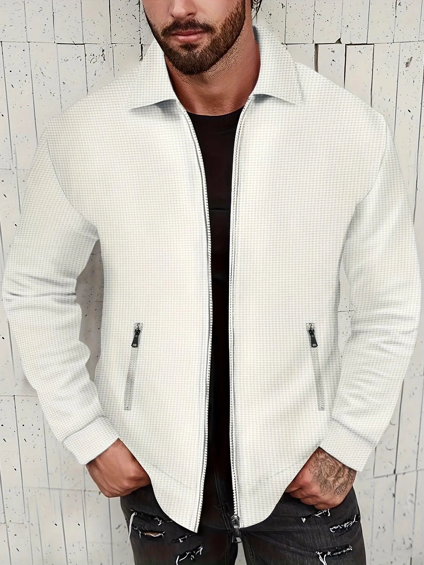 Casual Jacket - Solid Color - Light Elastic Polyester - Ideal for Everyday Use