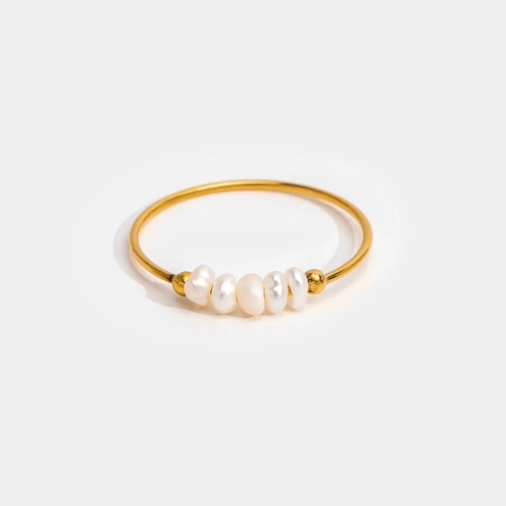 Pearl Ring - Elegant Style - Natural Freshwater Pearl, 18K Gold Plated, Hypoallergenic - Perfect for Any Occasion