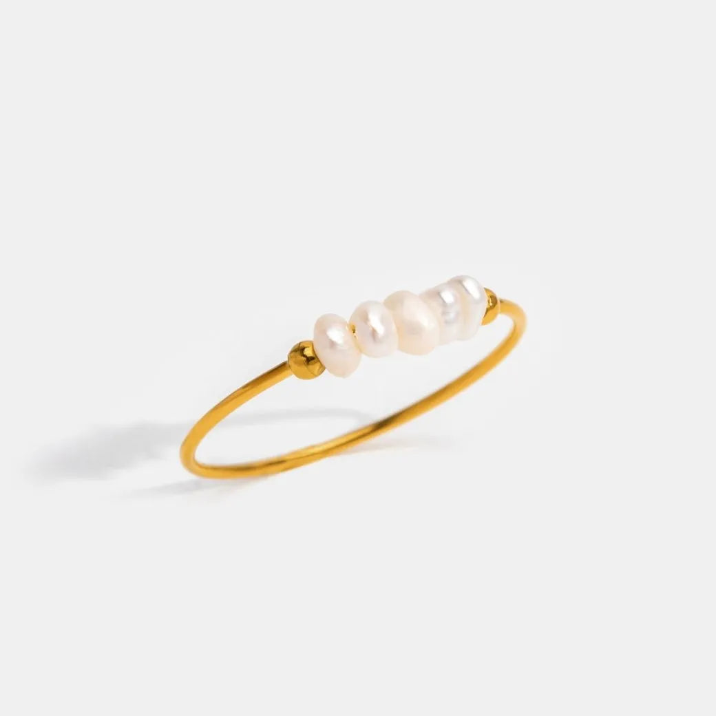 Pearl Ring - Elegant Style - Natural Freshwater Pearl, 18K Gold Plated, Hypoallergenic - Perfect for Any Occasion