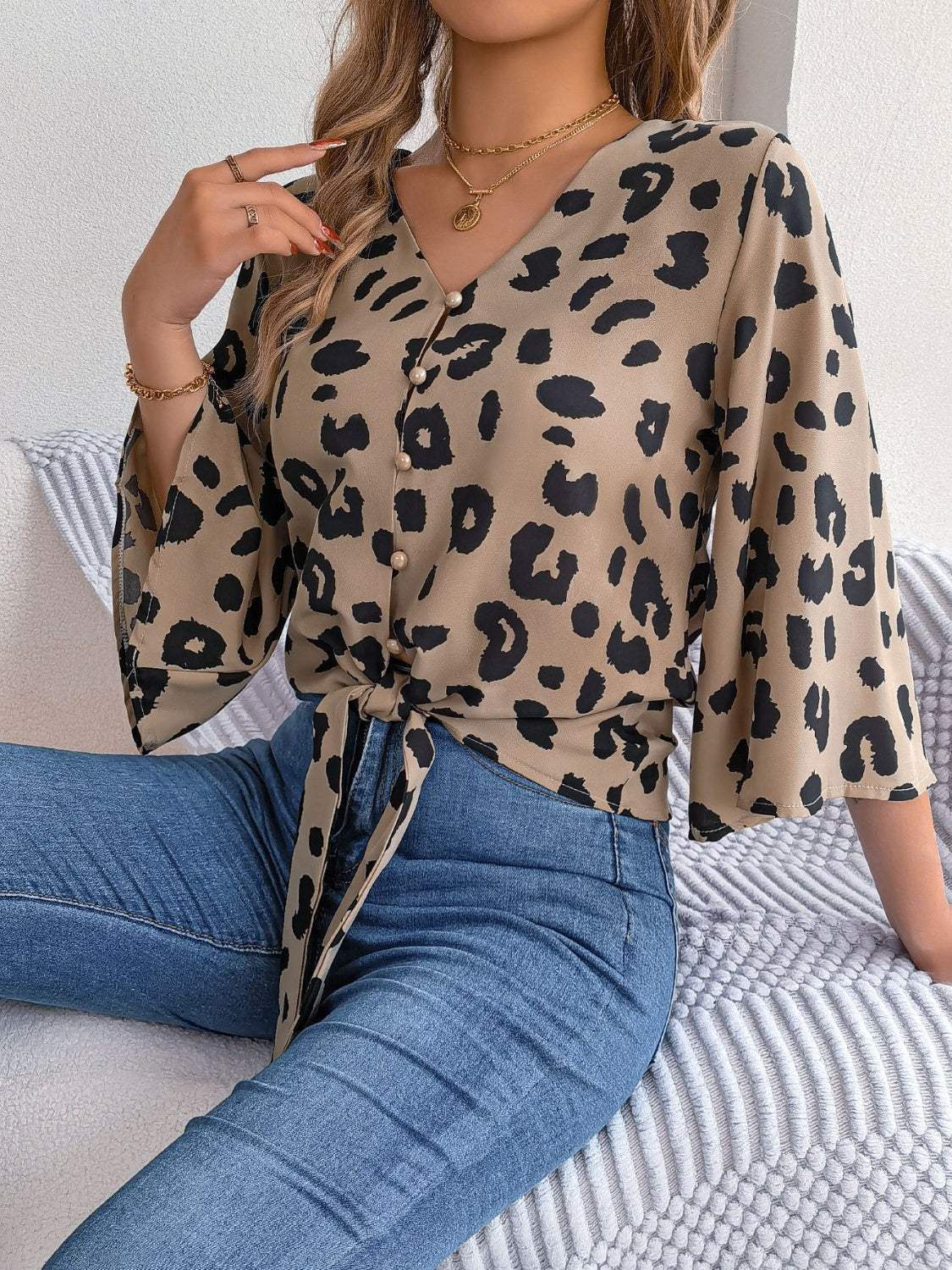 Women's blouse with animal print