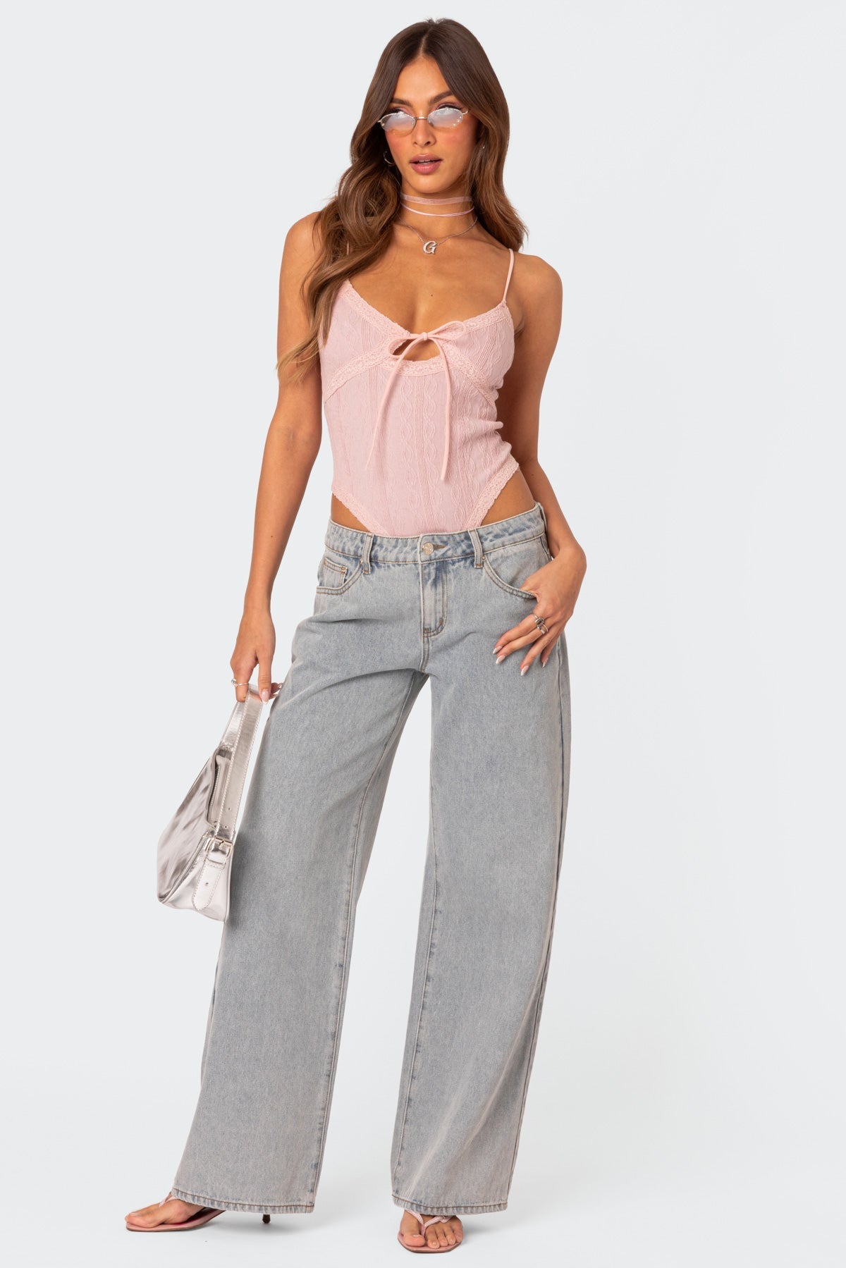 Denim Pants Women - Pink Bow - Regular Fit - Timeless Style - Essential Elegance