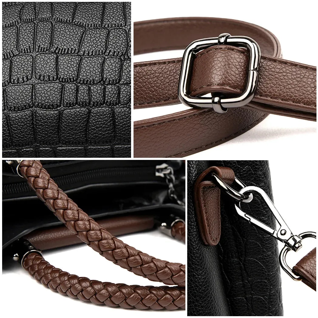 Leather Women's Bag - Embossed Collection - Luxurious Tanned Alligator Leather, Water-Repellent - Perfect for Work and Weekends