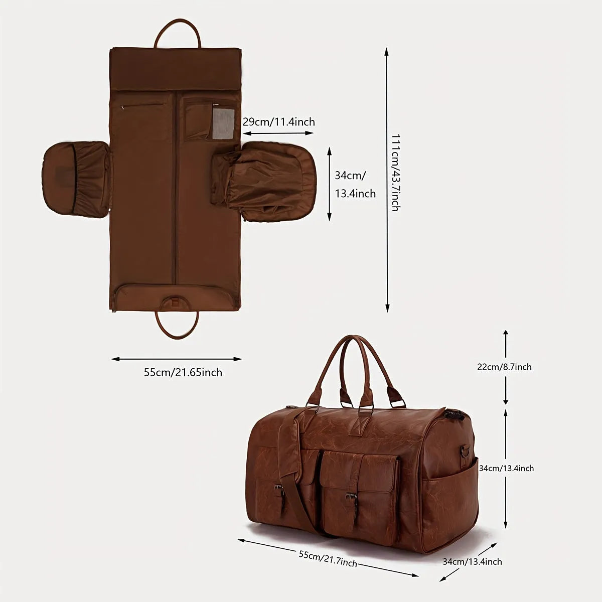 Travel Bag - Luxury - High Quality Leather, Multiple Storage Compartments - Ideal for Business Travel or Weekend Getaways