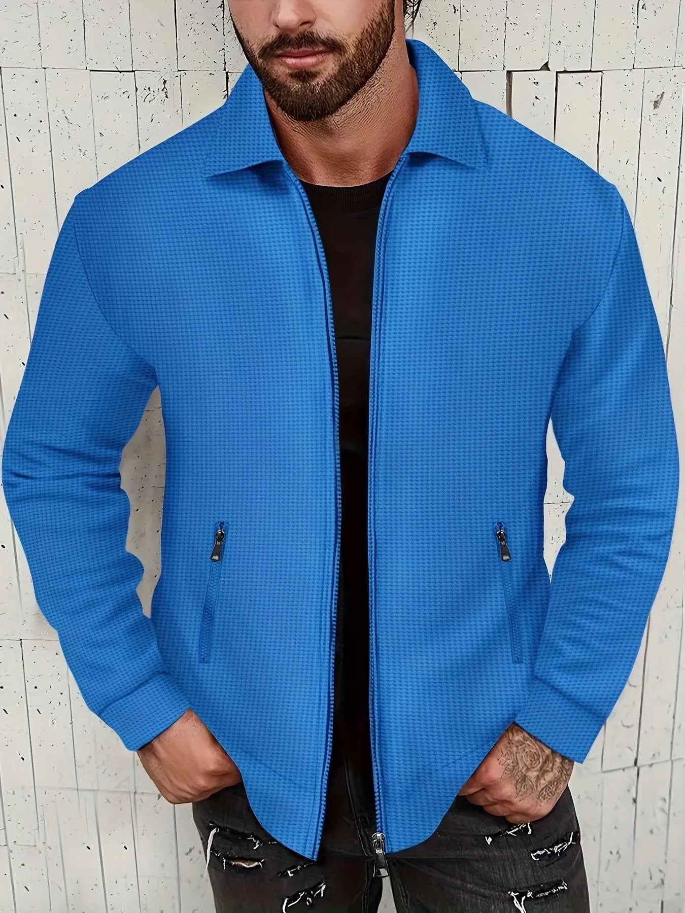 Casual Jacket - Solid Color - Light Elastic Polyester - Ideal for Everyday Use