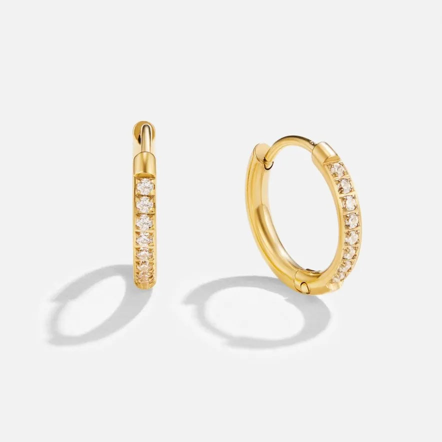 Eternity Earrings - Round Crystals - Waterproof, Stainless Steel, 18k Gold Plated - Suitable for Any Occasion