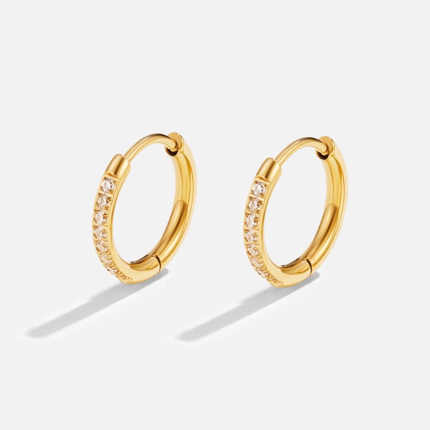 Eternity Earrings - Round Crystals - Waterproof, Stainless Steel, 18k Gold Plated - Suitable for Any Occasion