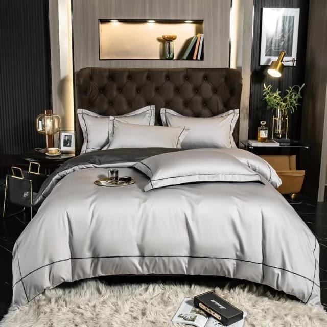 Lisbon Duvet Cover Set - Egyptian Cotton | Luxury Egyptian Cotton - Grey Shade - Soft and breathable for ultimate comfort