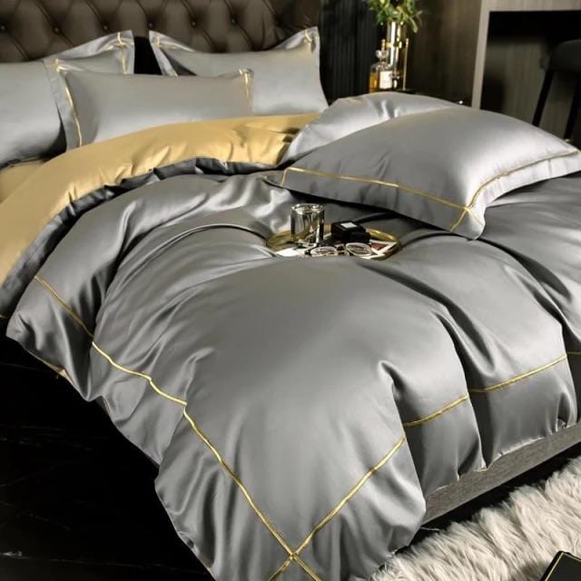 Lisbon Duvet Cover Set - Egyptian Cotton | Luxury Egyptian Cotton - Grey Shade - Soft and breathable for ultimate comfort