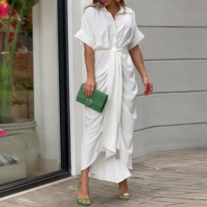 Linen Dress - Casual Elegance - Light Green - Ideal for Summer Outings