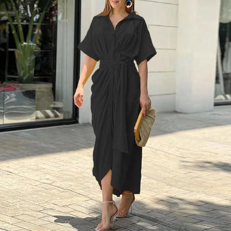 Linen Dress - Casual Elegance - Light Green - Ideal for Summer Outings