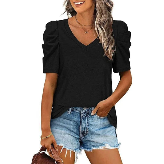 Women's T-shirt - V-neck - Loose Fit - Perfect for Casual Occasions