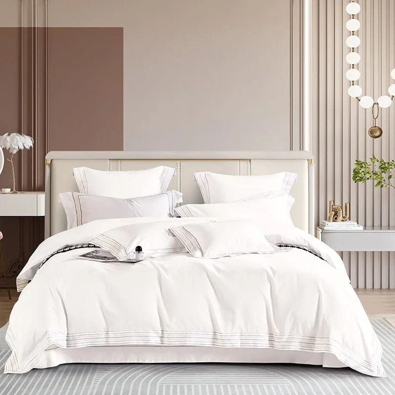 Luxury White Duvet Cover Set (Egyptian Cotton) | Premium Egyptian Cotton - Crisp White Colour - Perfect for a Sophisticated Bedroom