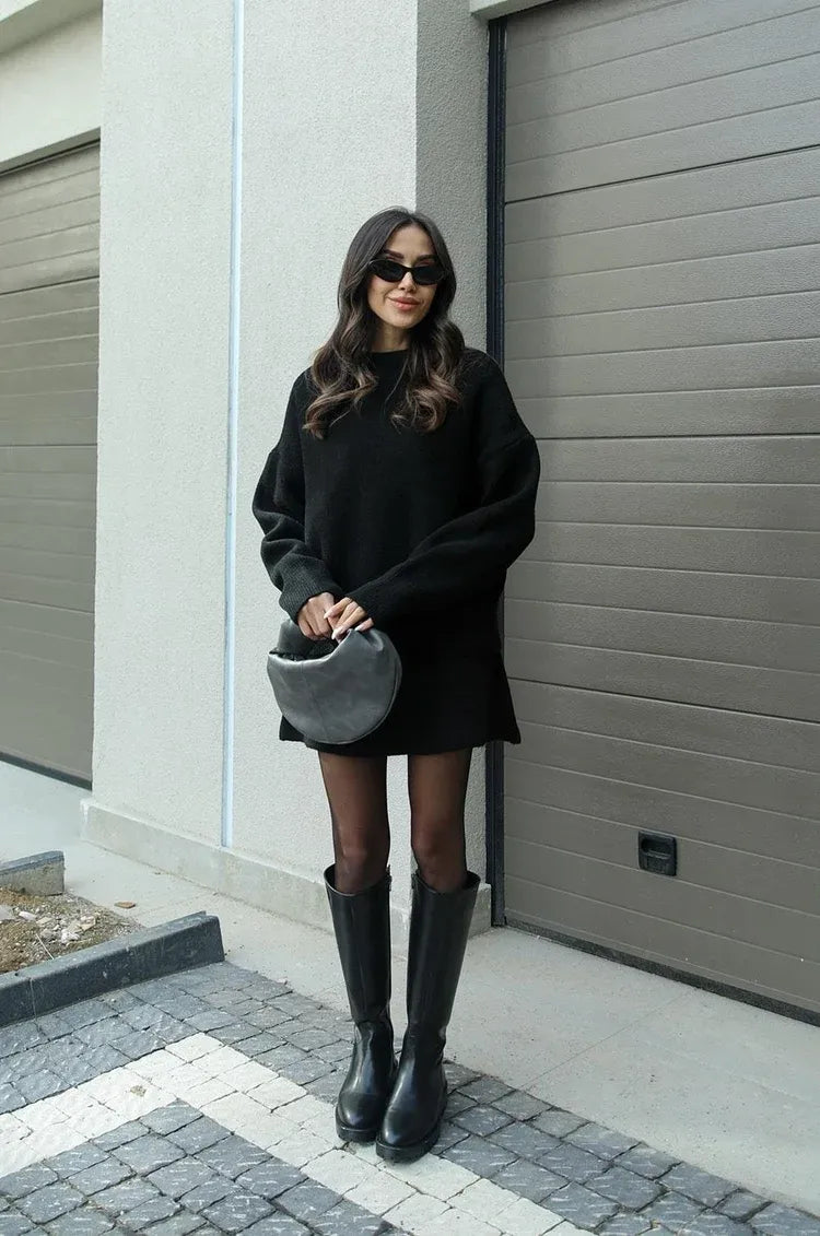 Elegant Skirt and Sweater Set Women - Regular Fit - Sophisticated Look - Essential Elegance